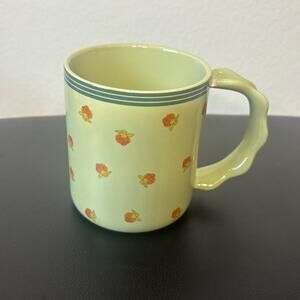 Anthropologie Georgie Handpainted Decal Stoneware Mug Green Berry *flawed